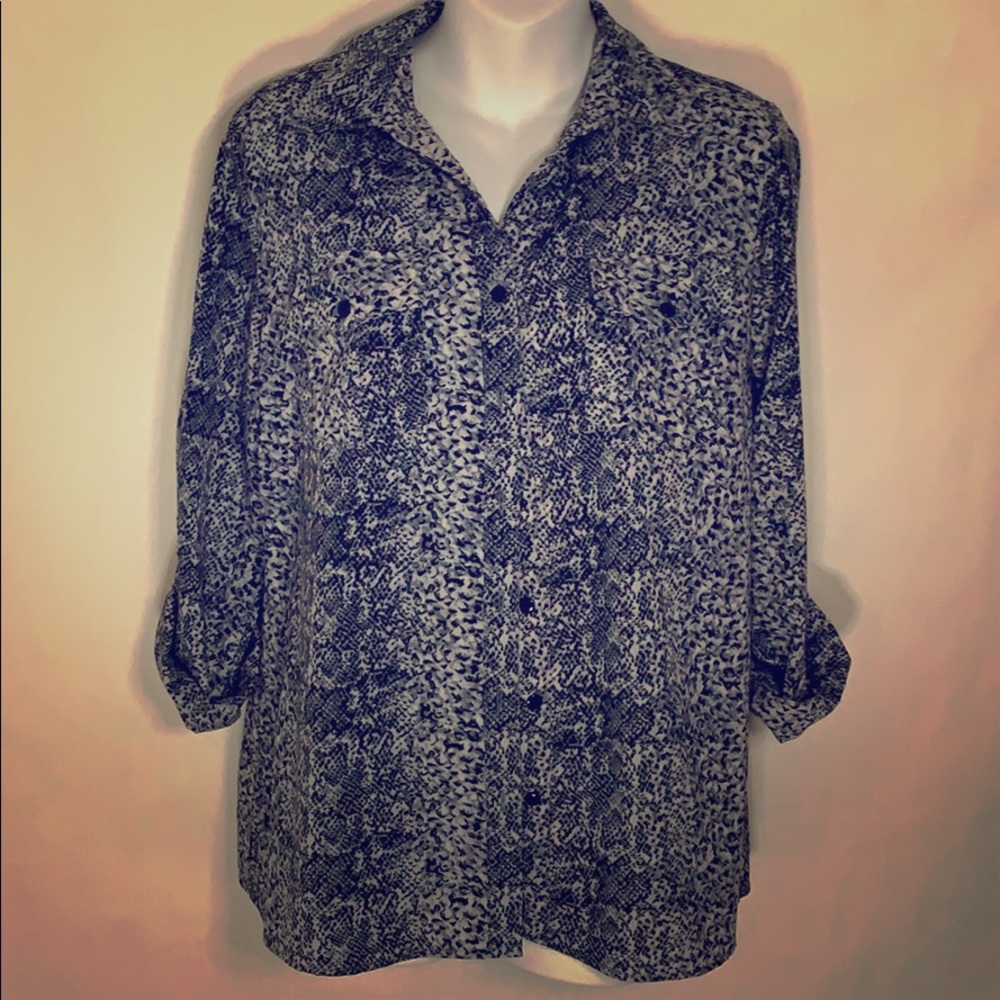 Notations Printed Button Blouse !